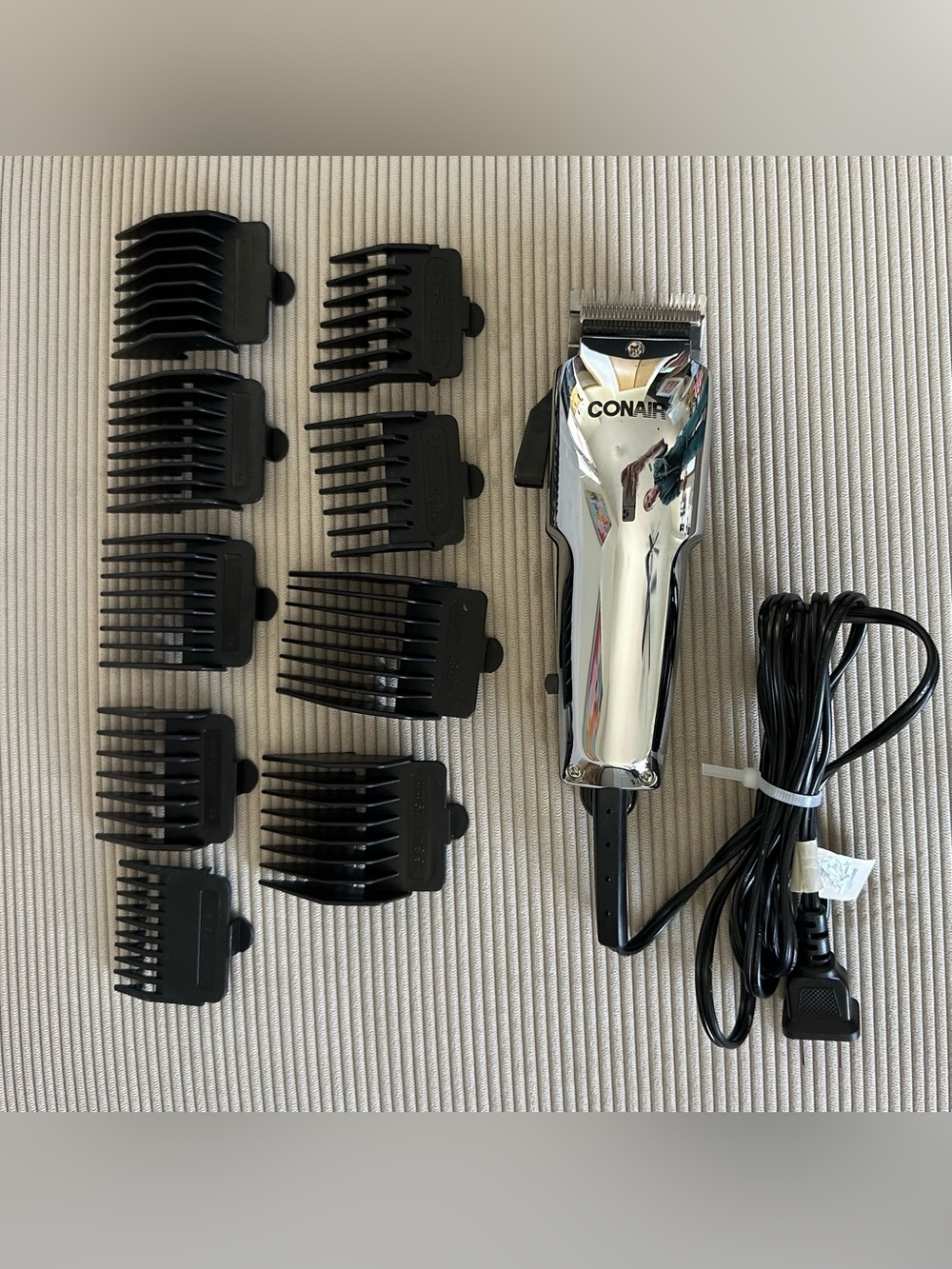 Conair Silver Corded Hair Clipper with Black Guide Combs